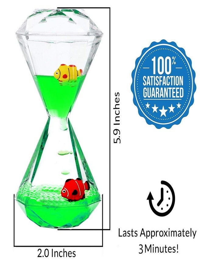 YUE MOTION Liquid Motion Bubbler with Floating Sea Creatures, Diamond Shaped Liquid Timer, Fidget Toy,Autism Toys, Children Activity, Calm Relaxing and Home Ornament (Green Liquid with Fish Toys) - Image 5